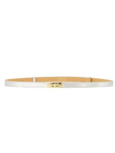 Luna leren riem in zilver