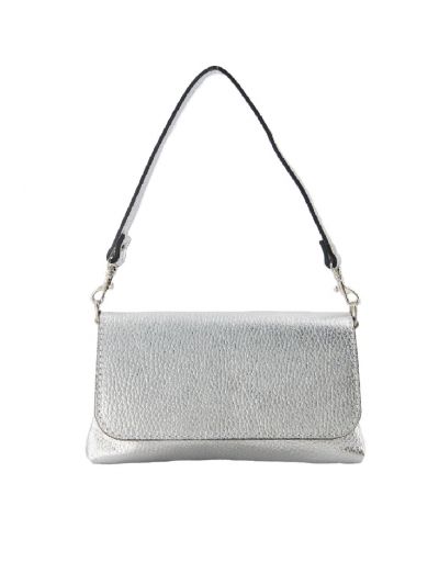 Metallic lederen clutch in zilver