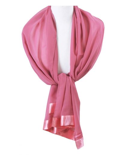 Zuurstok roze crêpe voile stola met satijnen rand