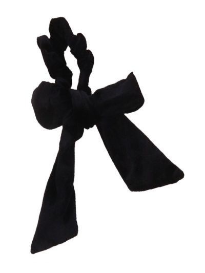 Velvet Scrunchie met strik in zwart