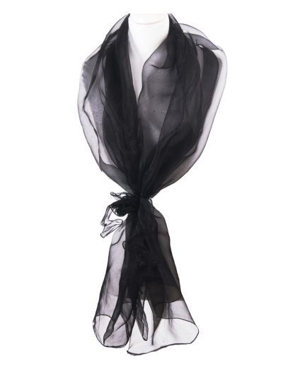 Zwarte organza stola met corsage