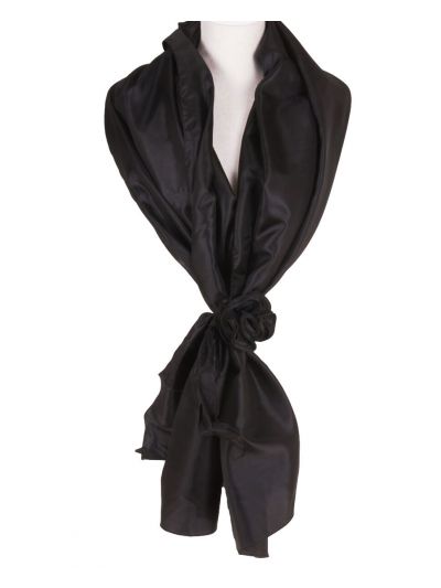 Zwarte stola van taft met losse rozen corsage