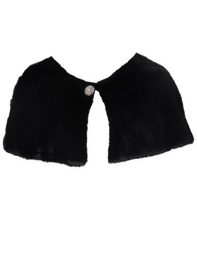 Korte zwarte kunstbont stola