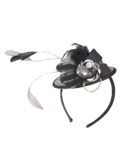 Haaraccessoire - glam-hoedje van grijs / zwart fluweel op diadeem