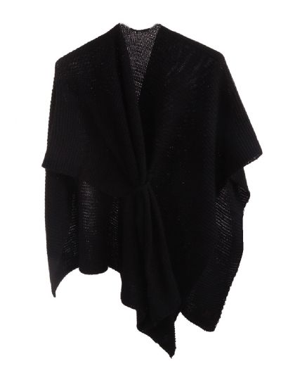 Alpaca-blend omslagdoek in zwart met lus