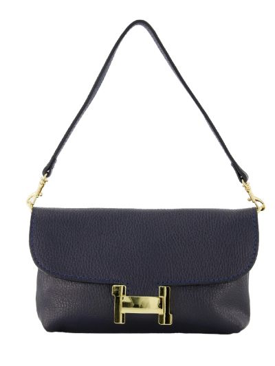 Helene lederen clutch in donkerblauw