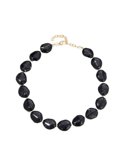 Tess kralenketting met natuursteenlook in zwart