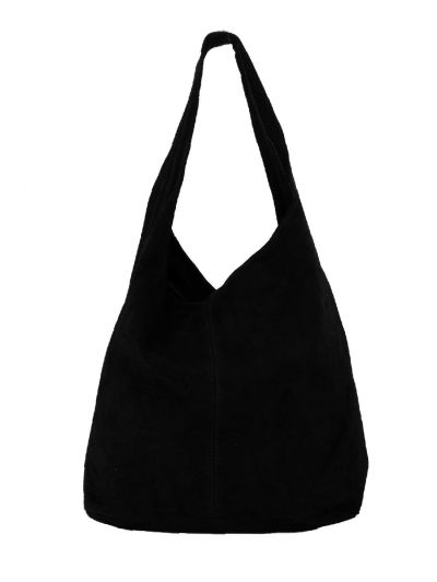 Zwarte suède shopper met rits