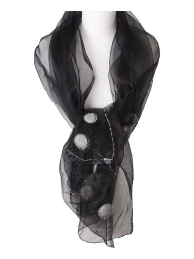 Zwarte zijden stola met kraaldetails