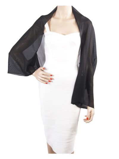 Korte effen zwarte crêpe voile bolero stola