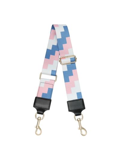 Schouderband met grafische print in roze en blauw