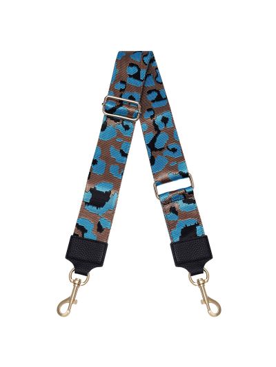 Schouderband met panterprint in brons en turquoise