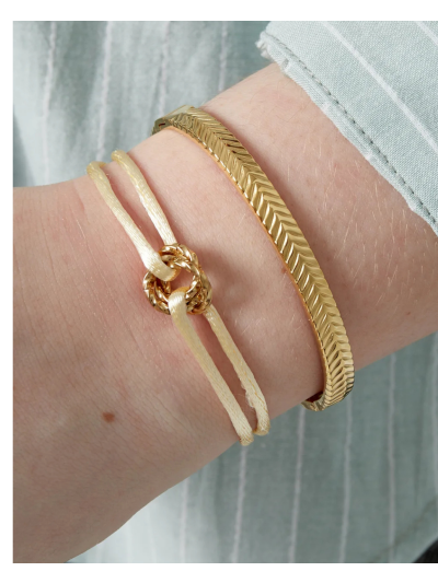 Satijnen armband met knot bedel – Stainless Steel