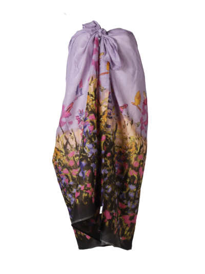 Sarong in lila met bloemenprint 