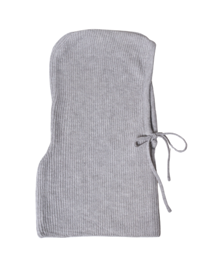 Wolblend balaclava met ribstructuur