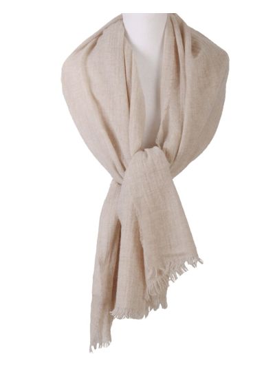 Lichtbeige stola/sjaal van 100% kasjmier