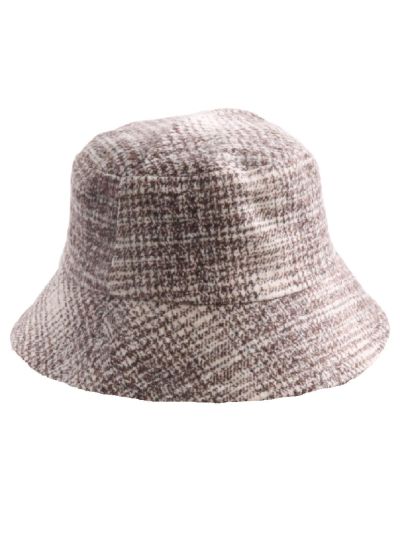 GemÃªleerd bucket hoedje in bruin en ivoor