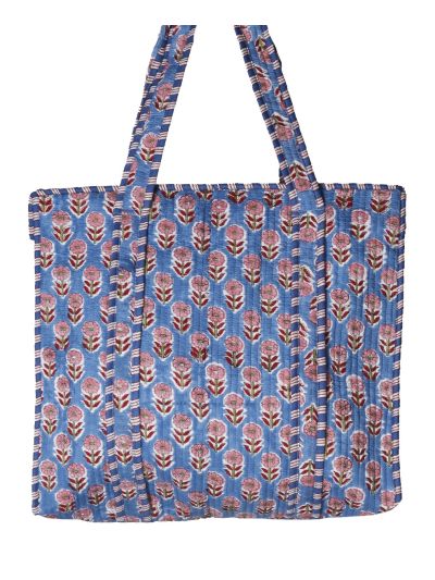 Gewatteerde shopper in de kleur blauw