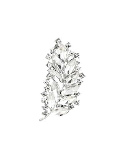 Veer broche belegd met strass stenen