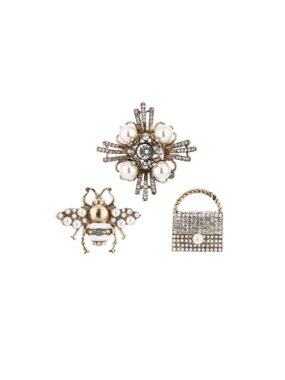 Broche set met tasje en strass