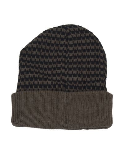 Fijngebreide muts in bruin en taupe