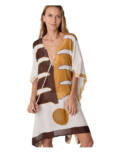 Katoenen kaftan met V-hals