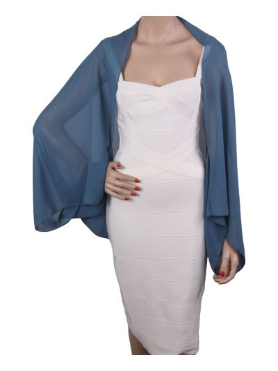 Denimblauwe bolero stola van crêpe voile