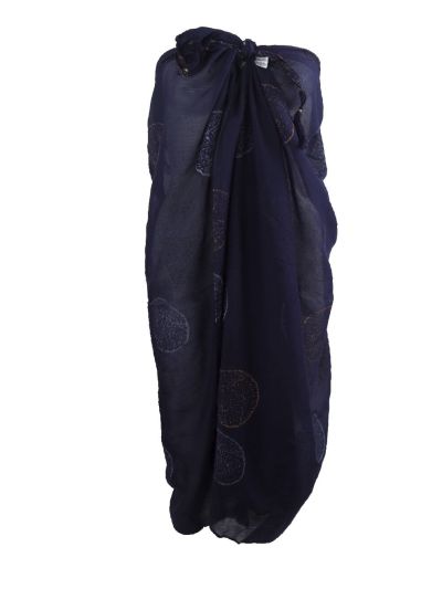 Donkerblauwe pareo met ornament print in goud