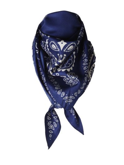 Satijnen driehoeksjaaltje met ornamentprint