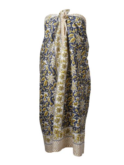Janice sarong in donkerblauw met bloemenprint