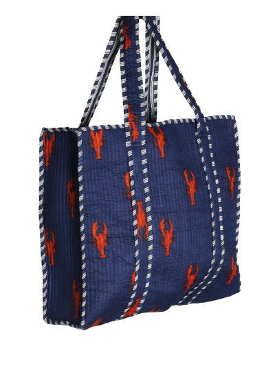 Gewatteerde shopper / schoudertas met kreeftenprint