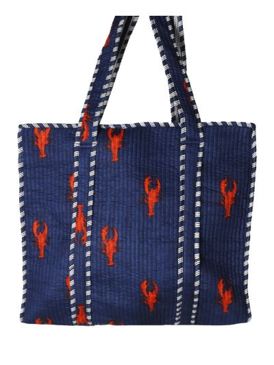 Gewatteerde shopper / schoudertas met kreeftenprint
