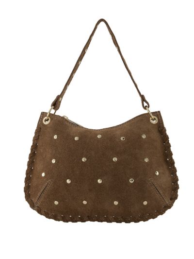Dune suède schoudertas met gouden studs