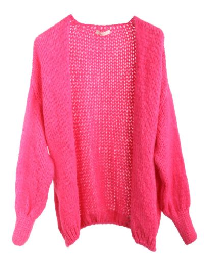 Oversized gebreid vest in hardroze