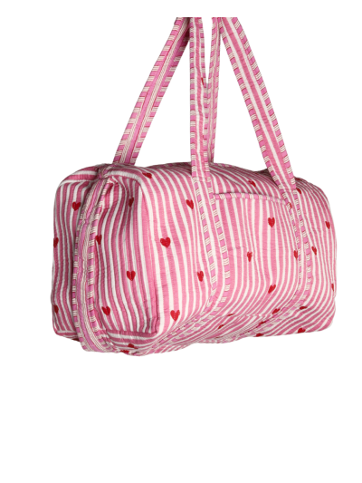 Gewatteerde weekend tas met hartjes print