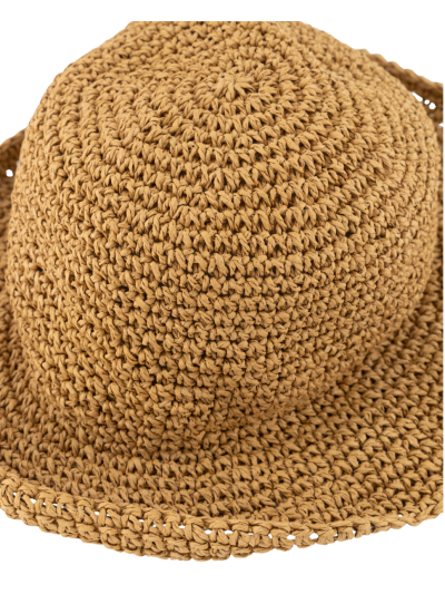 Raffia gevlochten bucket hat