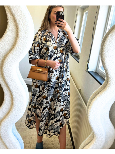 Katoenen kaftan jurk met bloemenprint