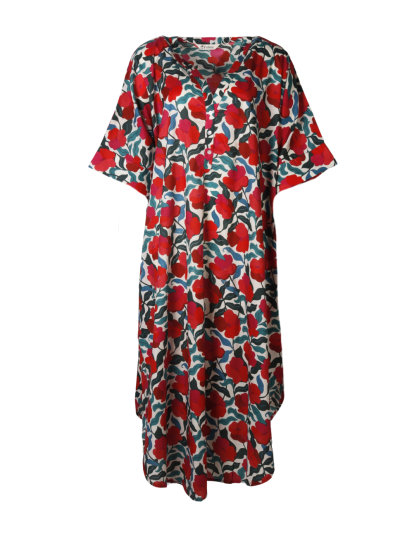Lange katoenen kaftan met bloemenprint