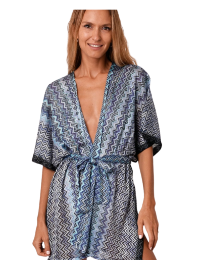 Korte kimono met zigzag patroon