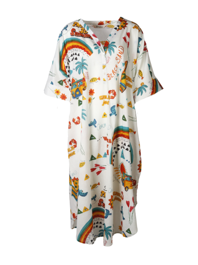Lange kaftan jurk in zomerse print
