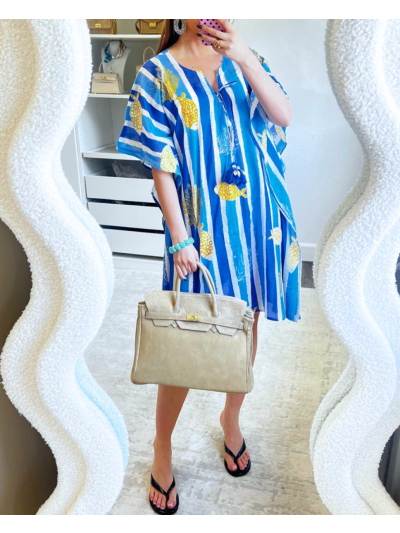 Kaftan met vissenprint