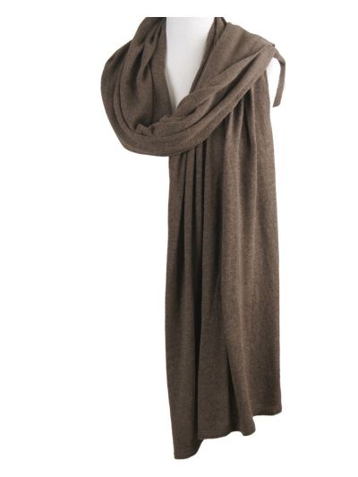 Kasjmier-blend sjaal/omslagdoek in donker-taupe
