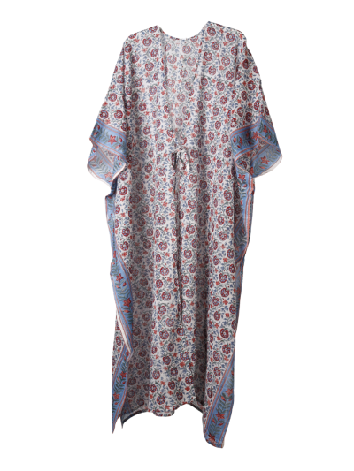 Lange katoenen kimono met bloemenprint