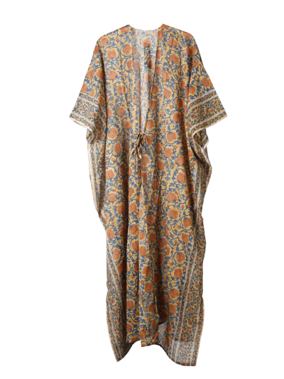 Lange katoenen kimono met bloemenprint