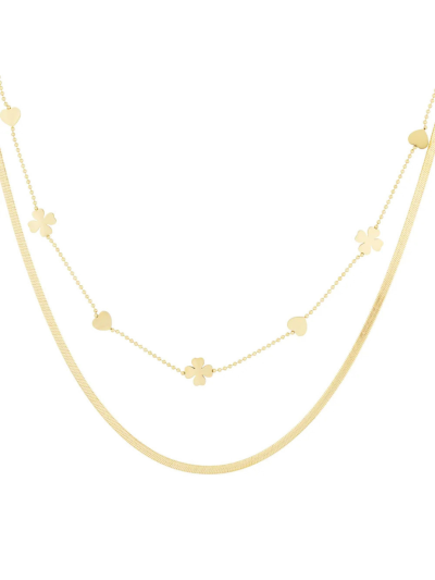 Ketting met klaver en hart bedel