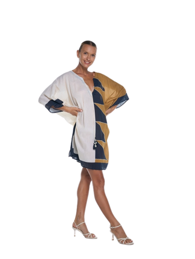 Kaftan met colorblock print