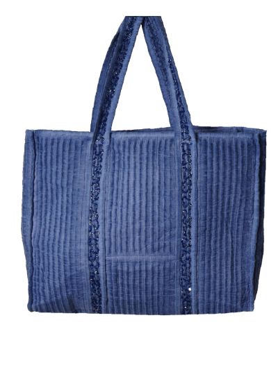 Gewatteerde schoudertas/shopper met kralenborduursel