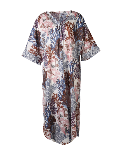 Katoenen kaftan jurk met koraalprint