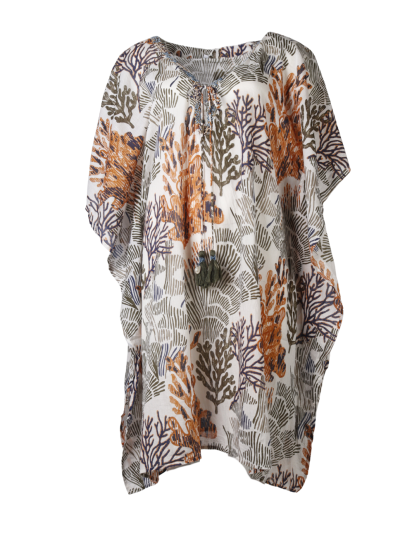 Kaftan met koraalprint