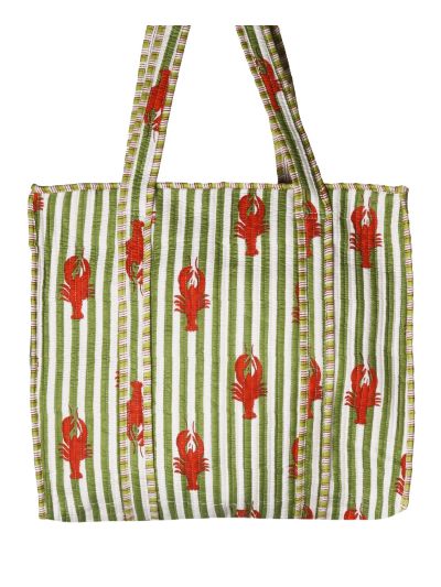 Gewatteerde shopper / schoudertas met kreeftenprint